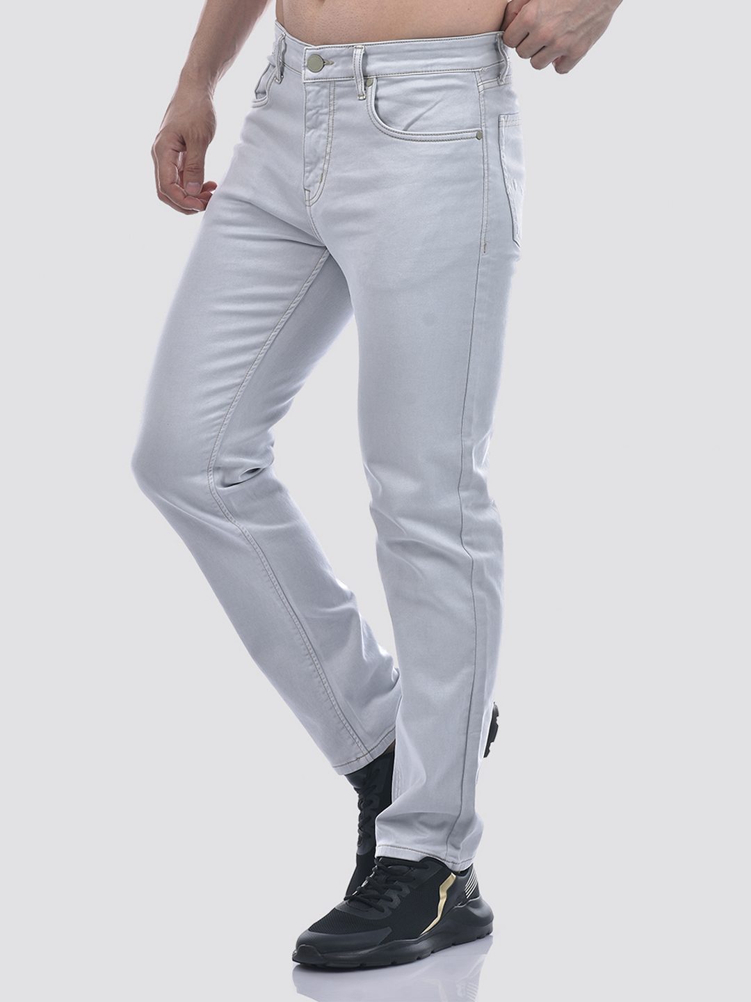 Numero Uno Men Solid Light Grey Jeans